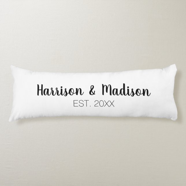 Custom script couples names wedding body pillow (Front)