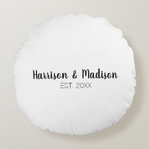 Custom script couples names wedding round pillow