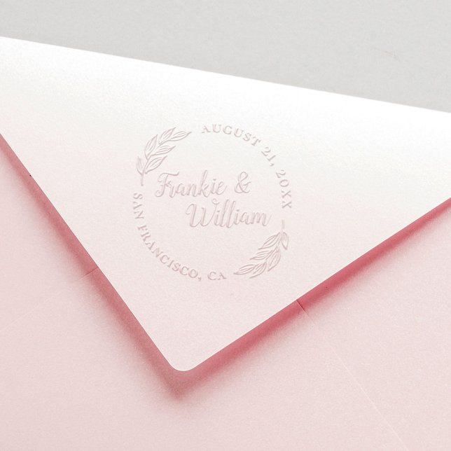 Custom Script & Elegant Leaves | Round Wedding Embosser (Creator Uploaded)