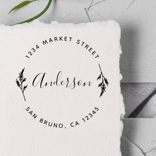 Custom Script Family Name Return Address Rubber Stamp