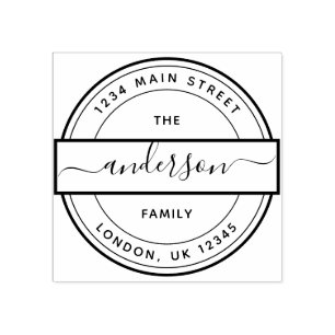 Custom Script Family Name Return Address Rubber Stamp