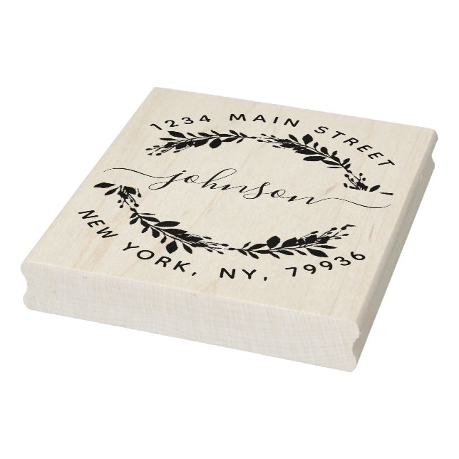 Custom Script Family Name Round Return Address Rubber Stamp (Stamp)