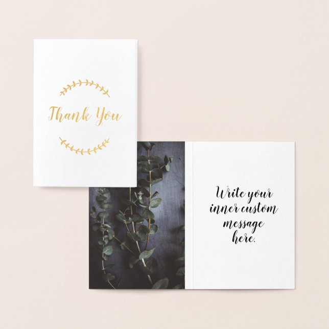 Custom script gold foil sleek design thank you foil card (Display)