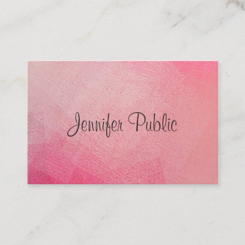 Custom Script Handwritten Text Pink Template Business Card