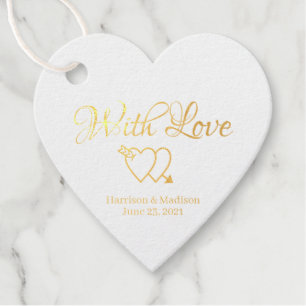 Custom script hearts Wedding gift Foil Favor Tags