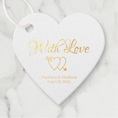 Custom script hearts Wedding gift Foil Foil Favor Tags