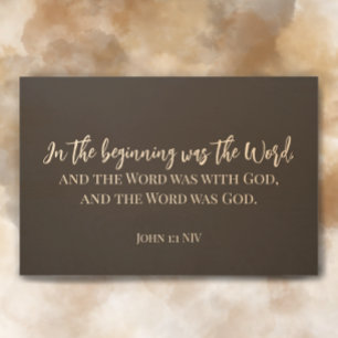 Custom Script John 1:1 Bible Scripture Modern Art