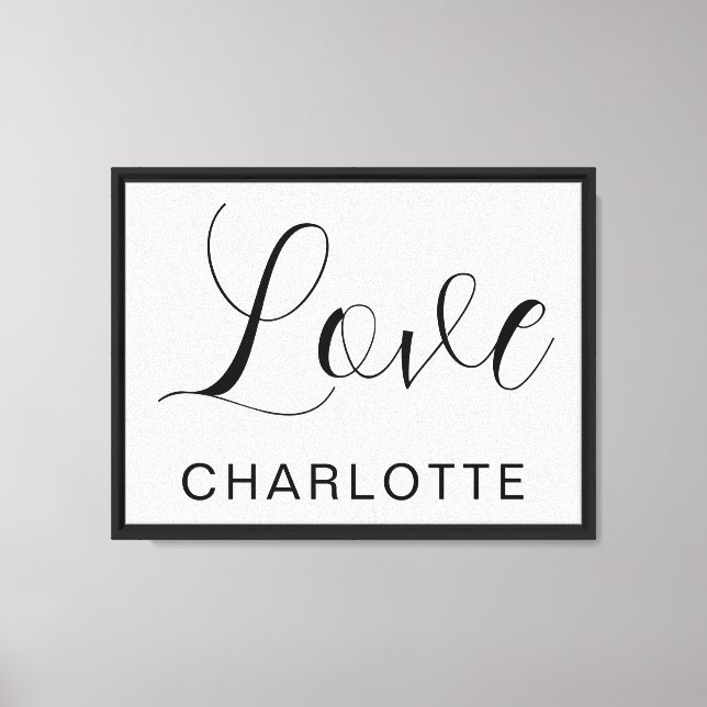 Custom Script Love Symbol Canvas Print Wall Art (Front)