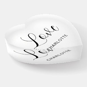 Custom Script Love Symbol Heart Shaped Paperweight