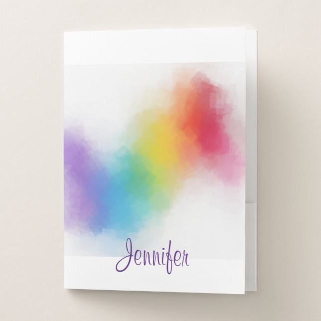 Custom Script Modern Elegant Trendy Colorful Pocket Folder (Front)