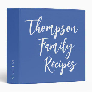 Custom Script Modern Family Recipes French Blue 3 Ring Binder