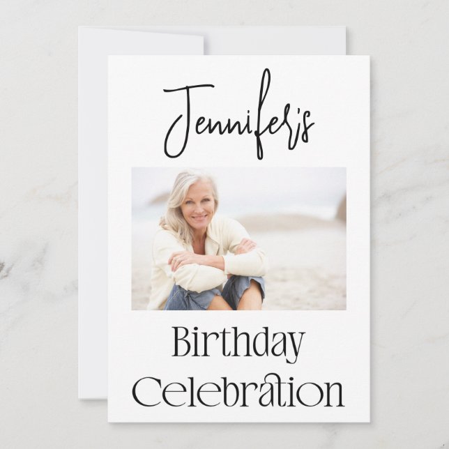 Custom Script Modern Photo Birthday Party Invitation (Front)