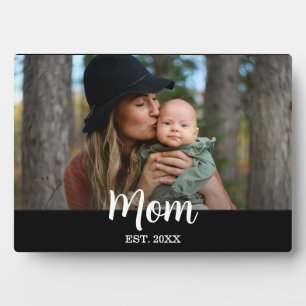 Custom Script Mom Est. Photo  Plaque