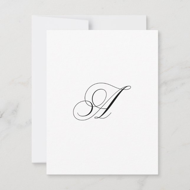 Custom Script Monogram "A" Note Card (Front)