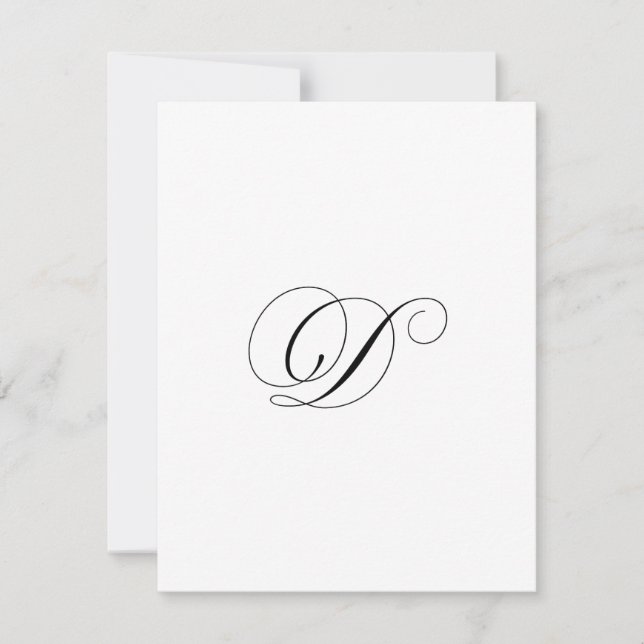 Custom Script Monogram "D" Note Card (Front)