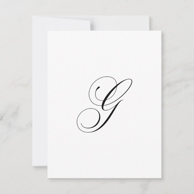 Custom Script Monogram "G" Note Card (Front)