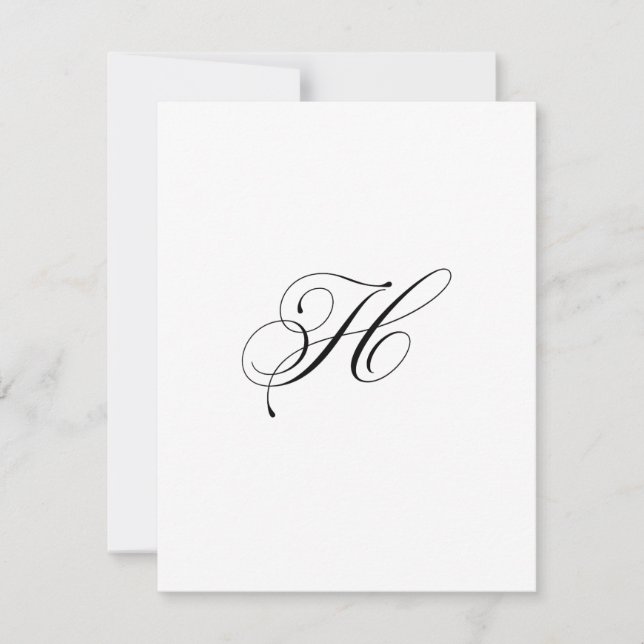 Custom Script Monogram "H" Note Card (Front)