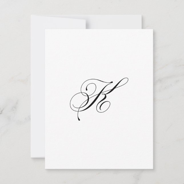 Custom Script Monogram "K" Note Card (Front)