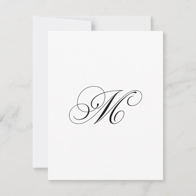 Custom Script Monogram "M" Note Card (Front)