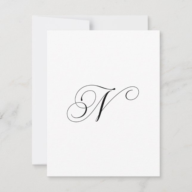 Custom Script Monogram "N" Note Card (Front)