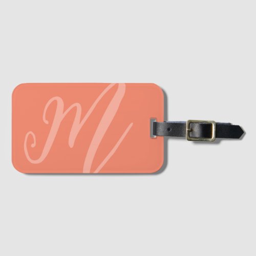 Custom Script Monogram Name Modern coral initials Luggage Tag