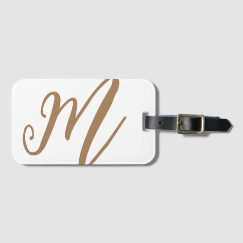 Custom Script Monogram Name Modern Gold Luggage Tag