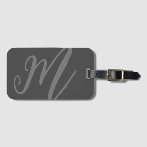 Custom Script Monogram Name Modern gray initials Luggage Tag