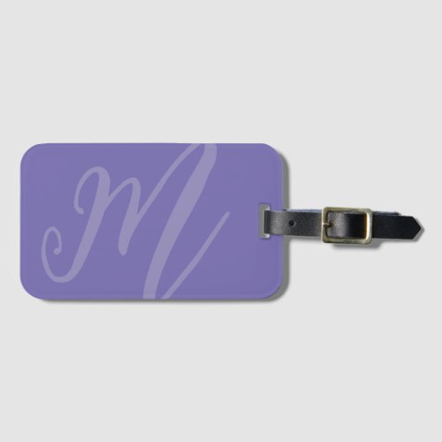 Custom Script Monogram Name Modern purple initials Luggage Tag