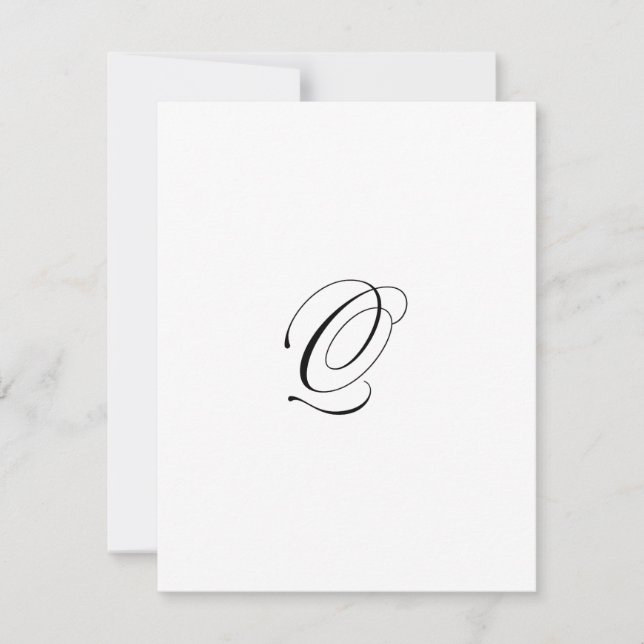 Custom Script Monogram "Q" Note Card (Front)
