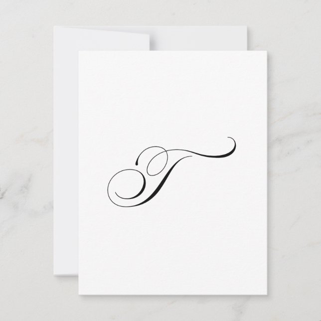 Custom Script Monogram "T" Note Card (Front)