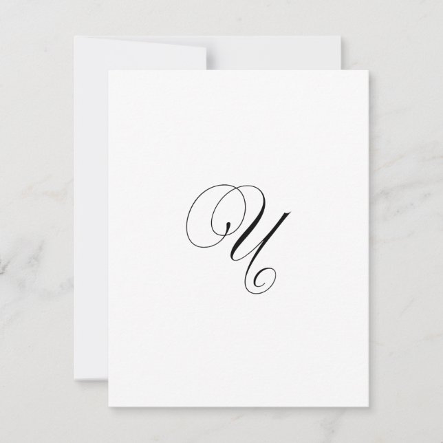 Custom Script Monogram "U" Note Card (Front)