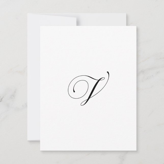 Custom Script Monogram "V" Note Card (Front)