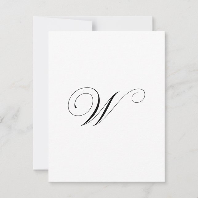 Custom Script Monogram "W" Note Card (Front)