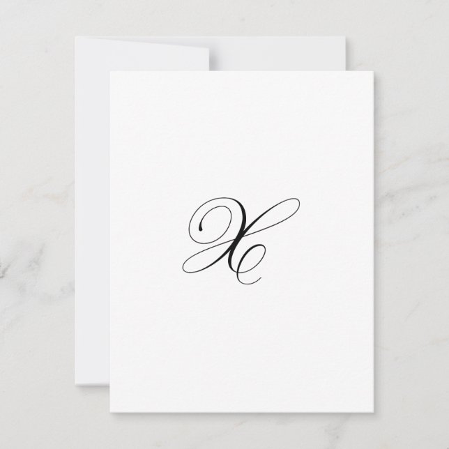 Custom Script Monogram "X" Note Card (Front)