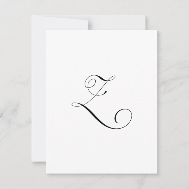 Custom Script Monogram "Z" Note Card (Front)