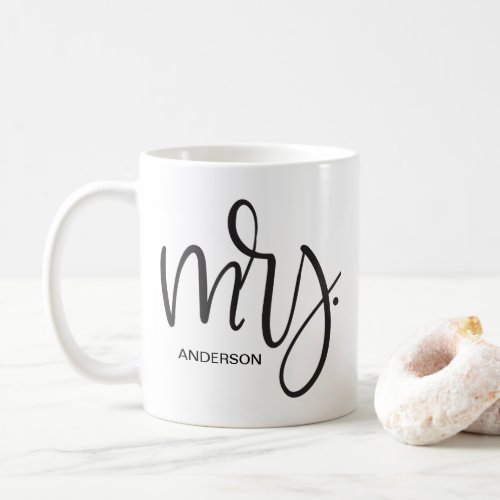 Custom Script Mrs lastname Modern Coffee Mug