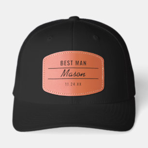 Custom Script Name Best Man Leather Patch Hat