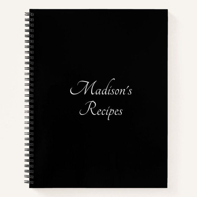 Custom script Name black and white Recipe Book (Front)