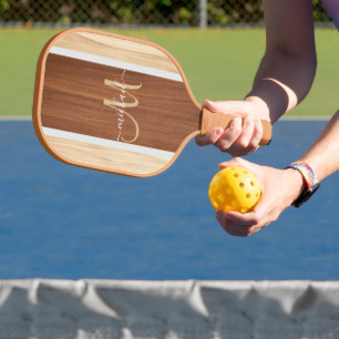 Custom Script Name Calligraphy Monogram rustic  Pickleball Paddle