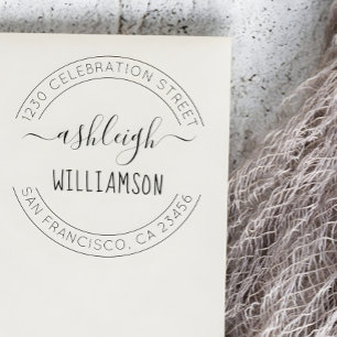 Custom Script Name & Family Name Return Address Rubber Stamp