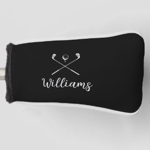 Custom Script Name Golf Clubs Black And White Head Cover