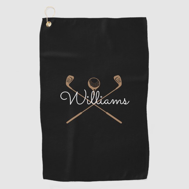 Custom Script Name Golf Clubs Golf Towel (Front)