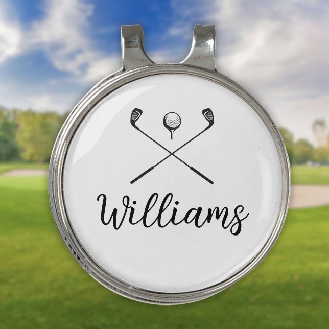 Custom Script Name Golf Clubs Hat Clip (Custom Script Name Golf Clubs Golf Hat Clip)