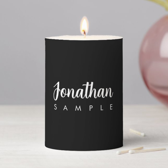 Custom Script Name Modern Minimalist Template Best Pillar Candle (In Situ)