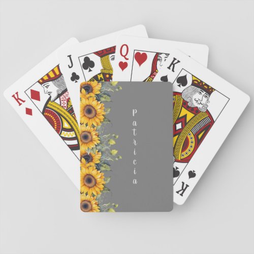 Custom Script Name Modern Sunflowers Yellow Orange Poker Cards