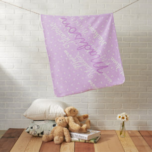 Custom script name Pink Purple Moon Baby Blanket