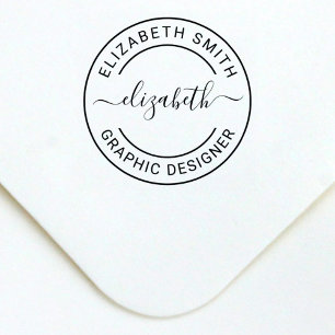 Custom Script Name Round Monogram Self-inking Stamp
