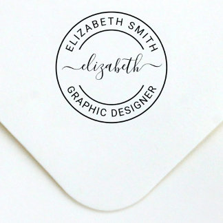 Custom Script Name Round Monogram Self-inking Stamp