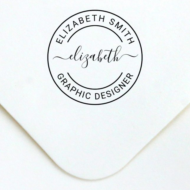 Custom Script Name Round Monogram Self-inking Stamp (Creator Uploaded)