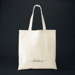 Custom Script Name Simple Tote Bag<br><div class="desc">Neutral Custom Script Name Tote Bag.  Simple and Modern.</div>